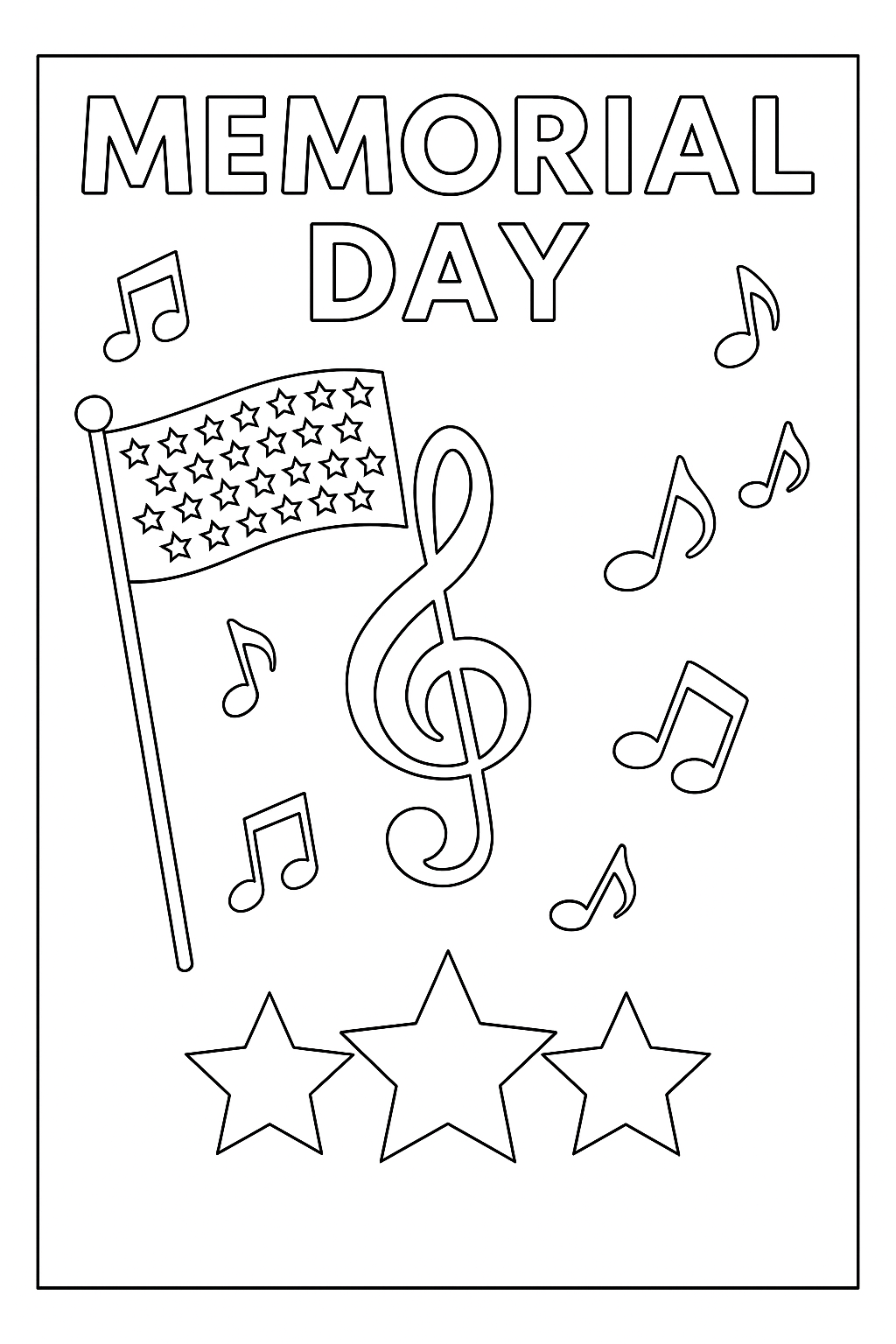musical memorial day coloring page activity
