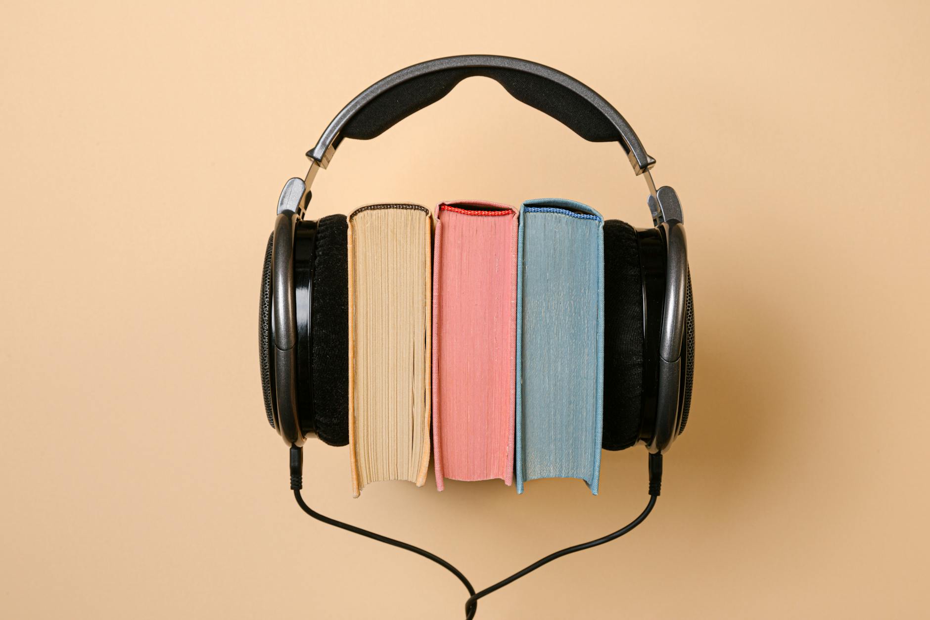 books wearing headphones